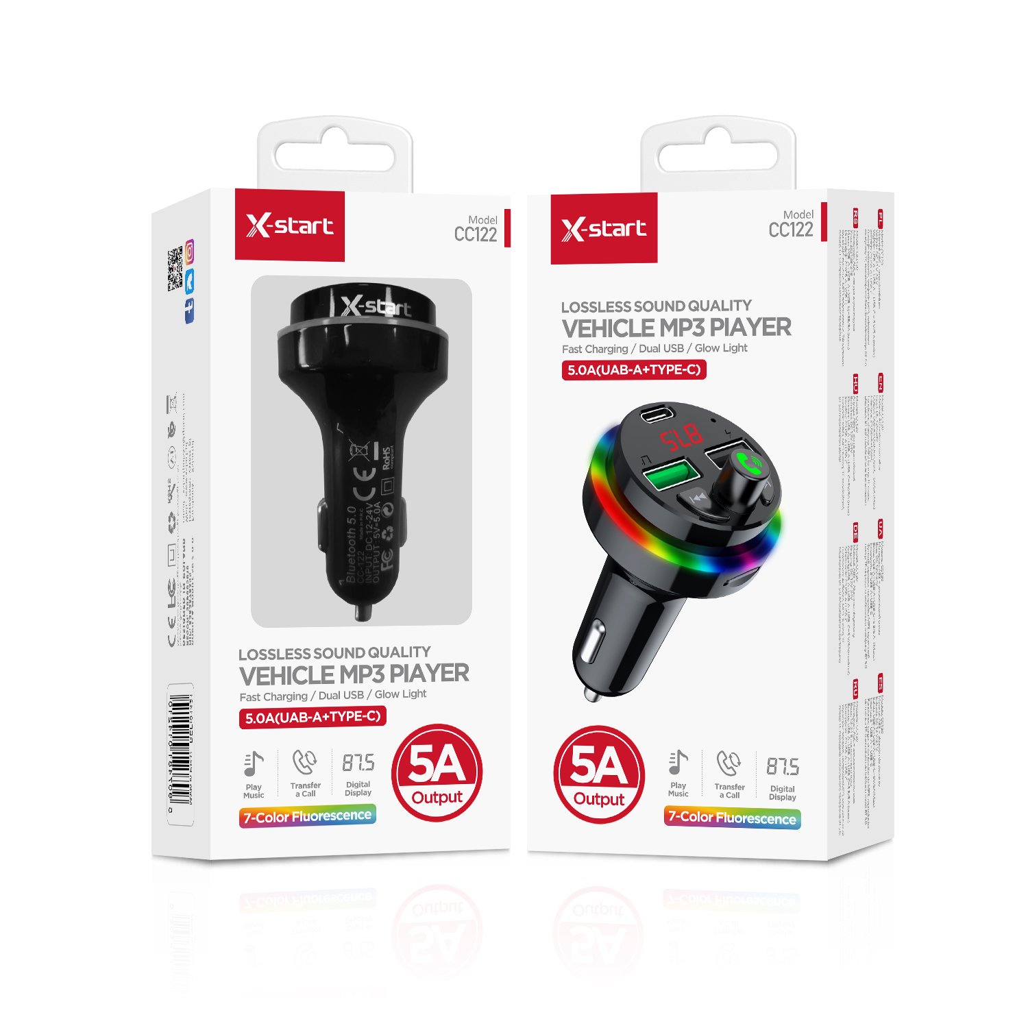 01423-8 X-start CC122 Black Car Bluetooth MP3 Player (PC+ABS) with dual USB ports and dual outputs - Image 3