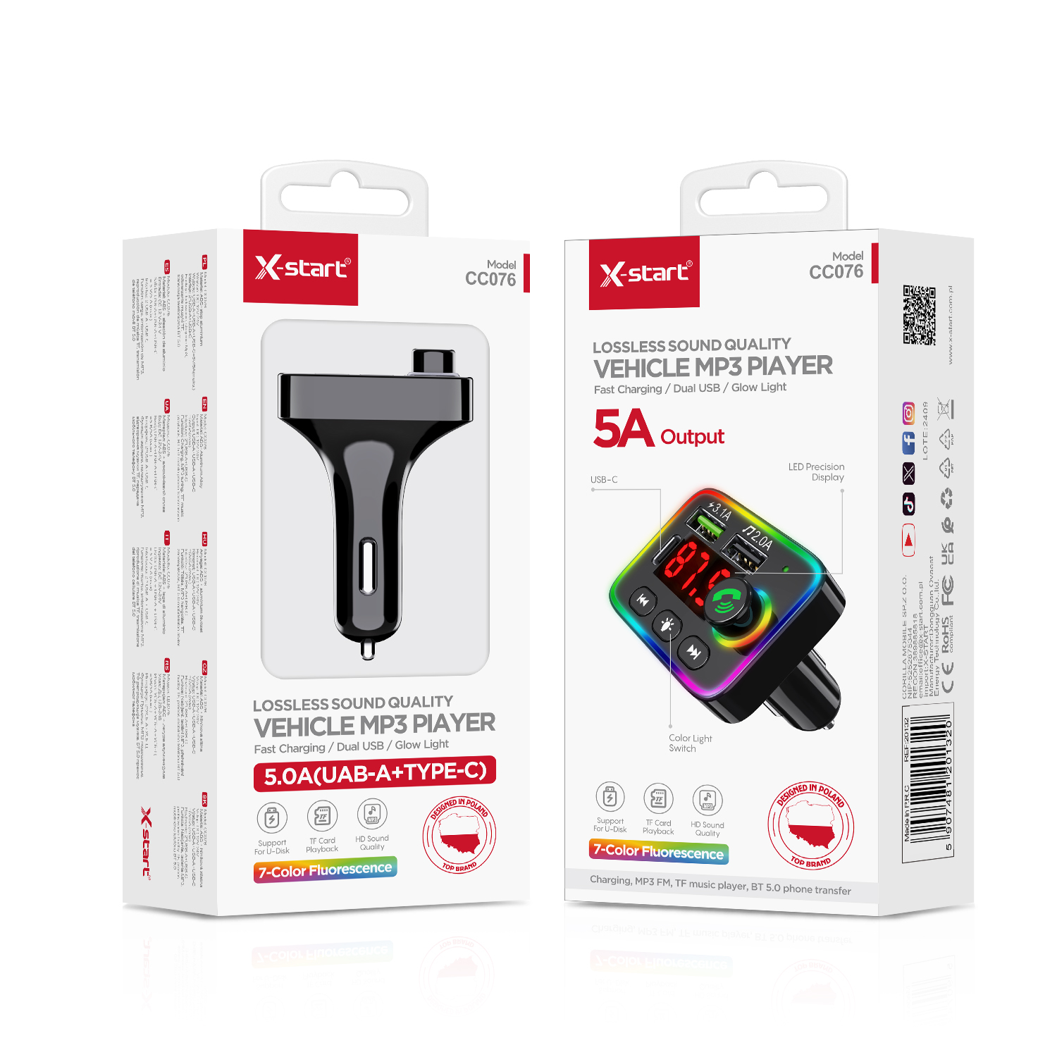 20132-2 CC076 Bluetooth Car MP3 Player – Hands-Free Calling & One-Button Control - Image 3